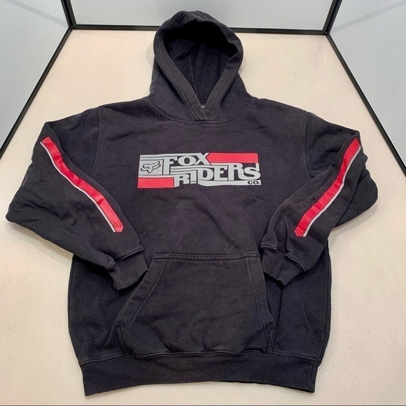 FOX RACING Hoodie Kids KL Black Fox Riders Company Pull Over Jacket Unisex - Picture 3 of 7